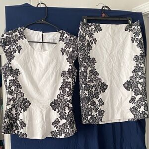New York & Company Black and White Floral Skirt Set ( skirt seperately listed)
